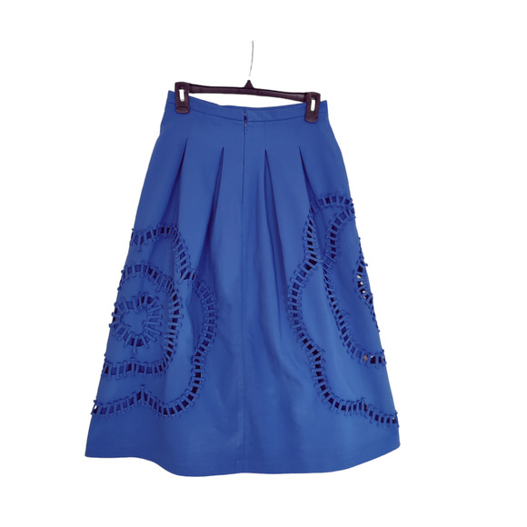 Anthropologie Sachin + Babi Bloomstitch Royal Blue Midi Skirt Size 2 - Picture 4 of 10